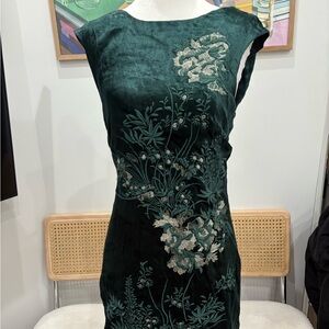 Green Velvet anthropologie embroidered mini dress!